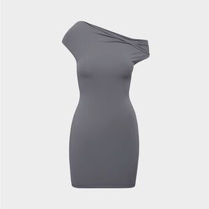 Aritzia Charcoal One-Shoulder Dress